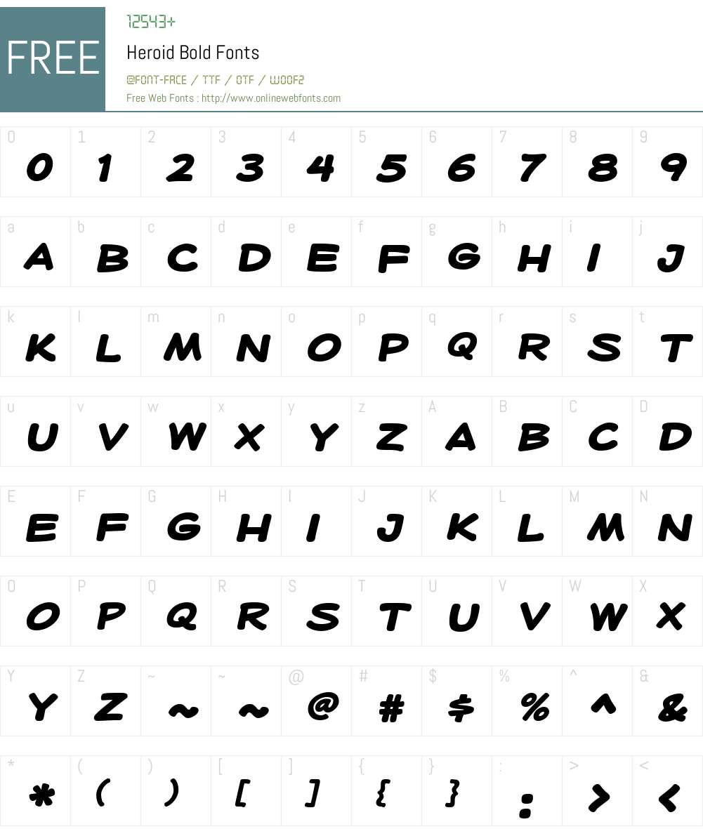 Heroid Font Screenshots
