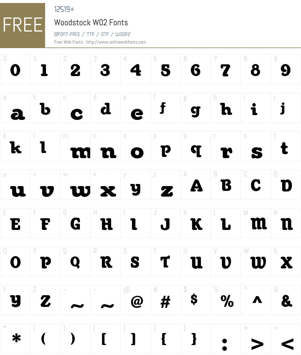 Woodstock Font Screenshots