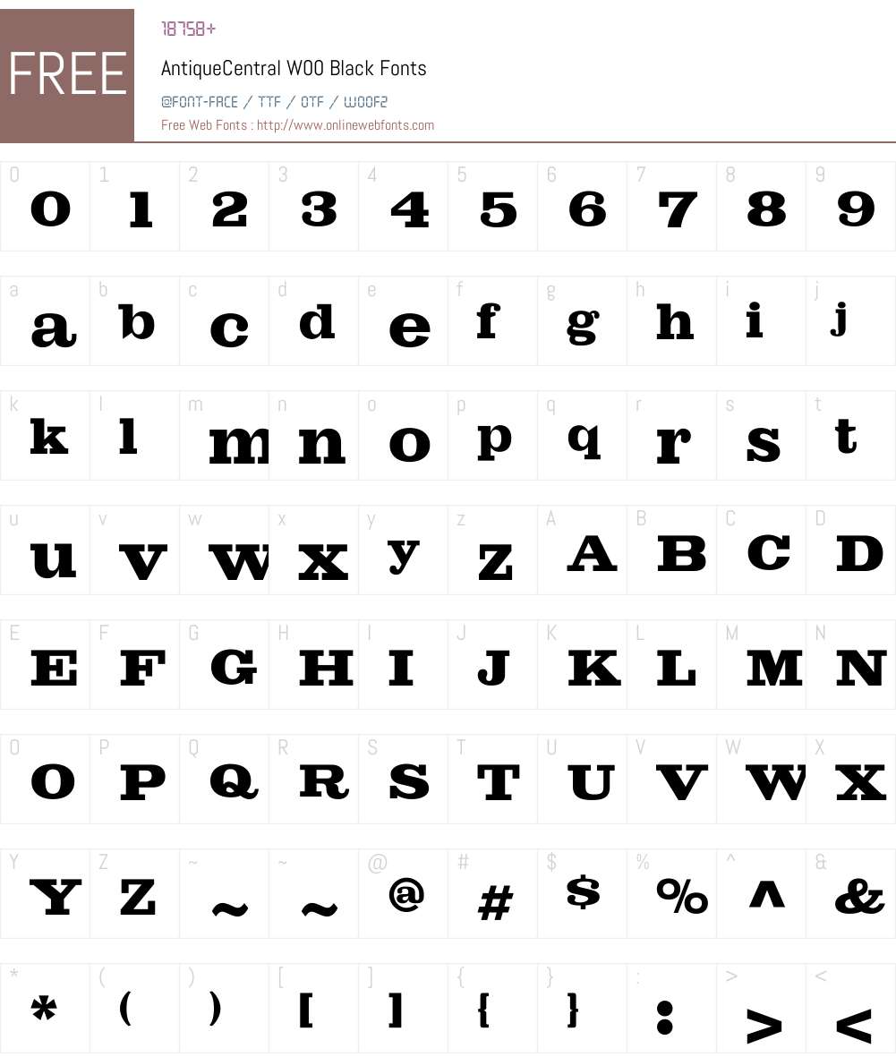 AntiqueCentralW00-Black Font Screenshots