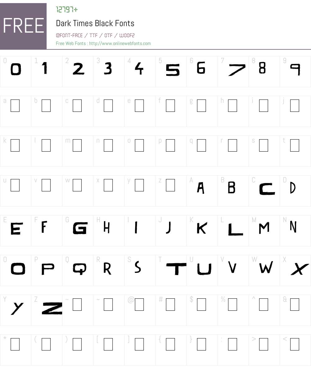 Dark Times Black 1.00 May 20, 2015, initial release Fonts Free Download
