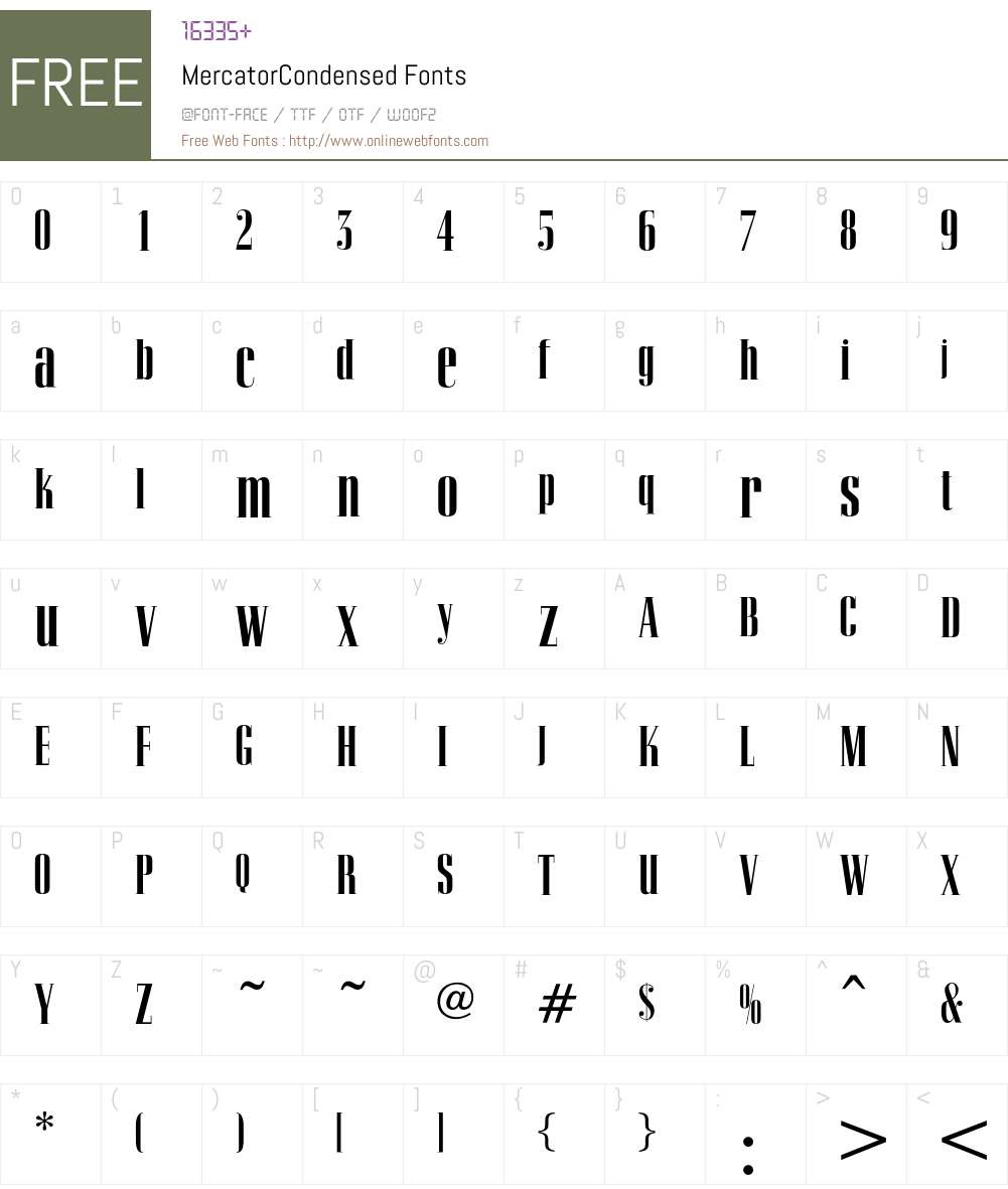 MercatorCondensed Font Screenshots