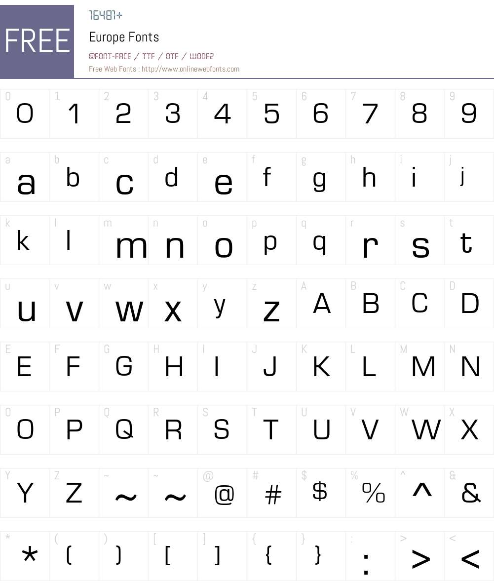 Europe Font Screenshots