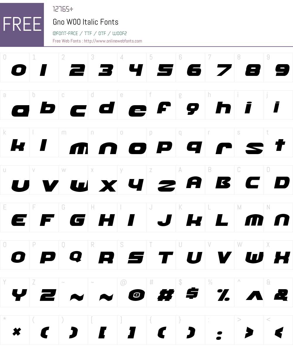 GnoW00-Italic Font Screenshots