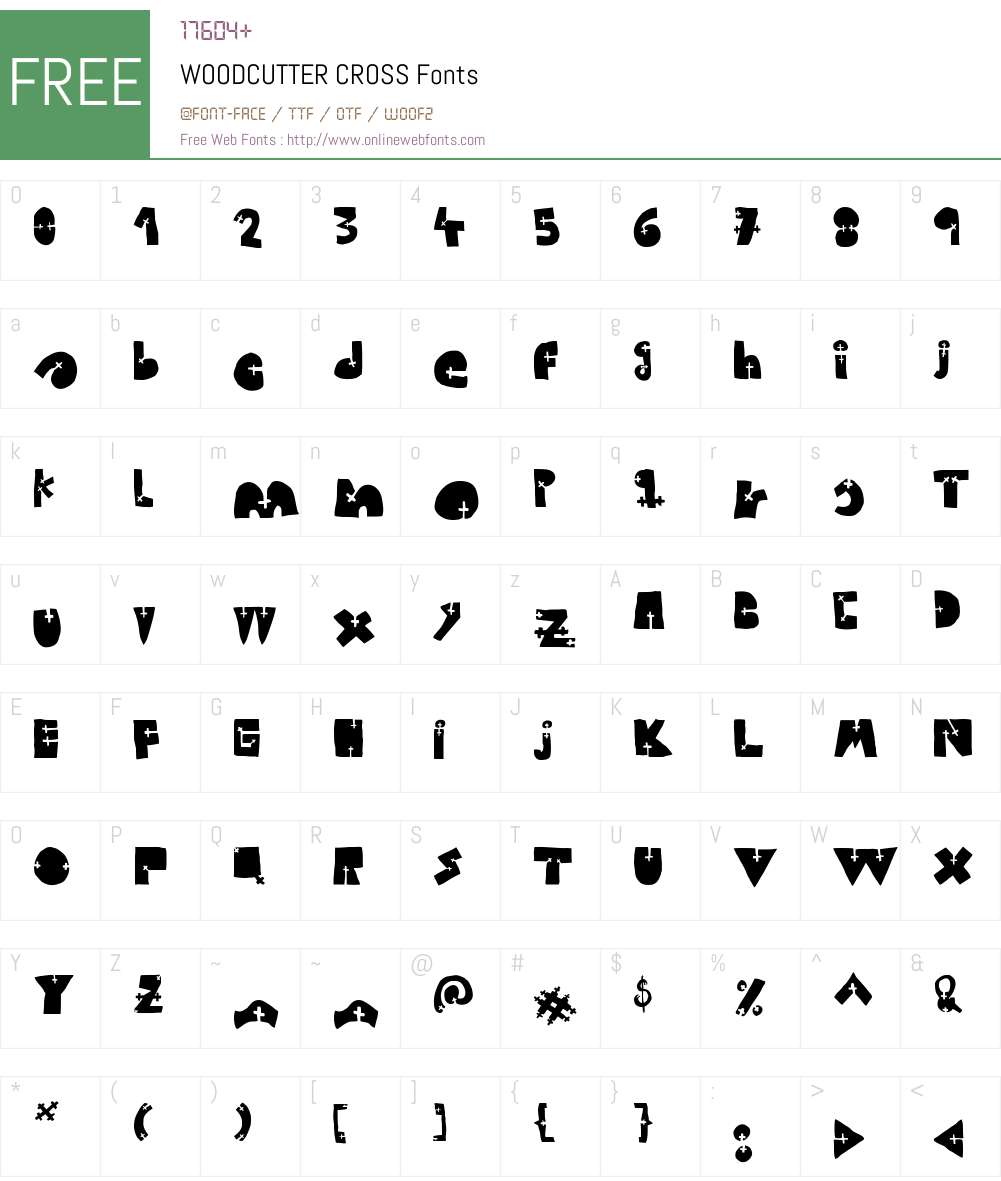WOODCUTTER CROSS Font Screenshots