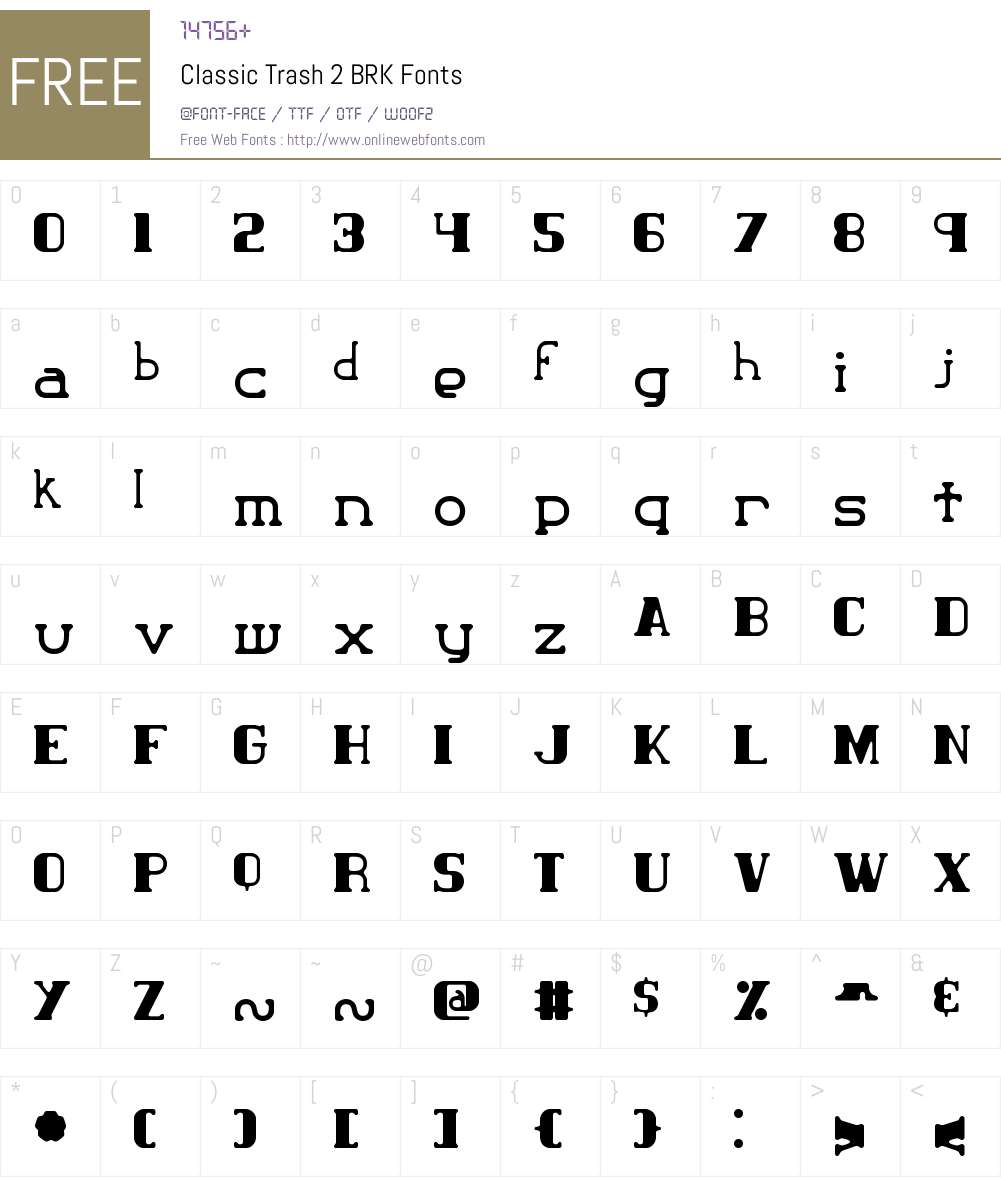 Classic Trash 2 BRK Font Screenshots