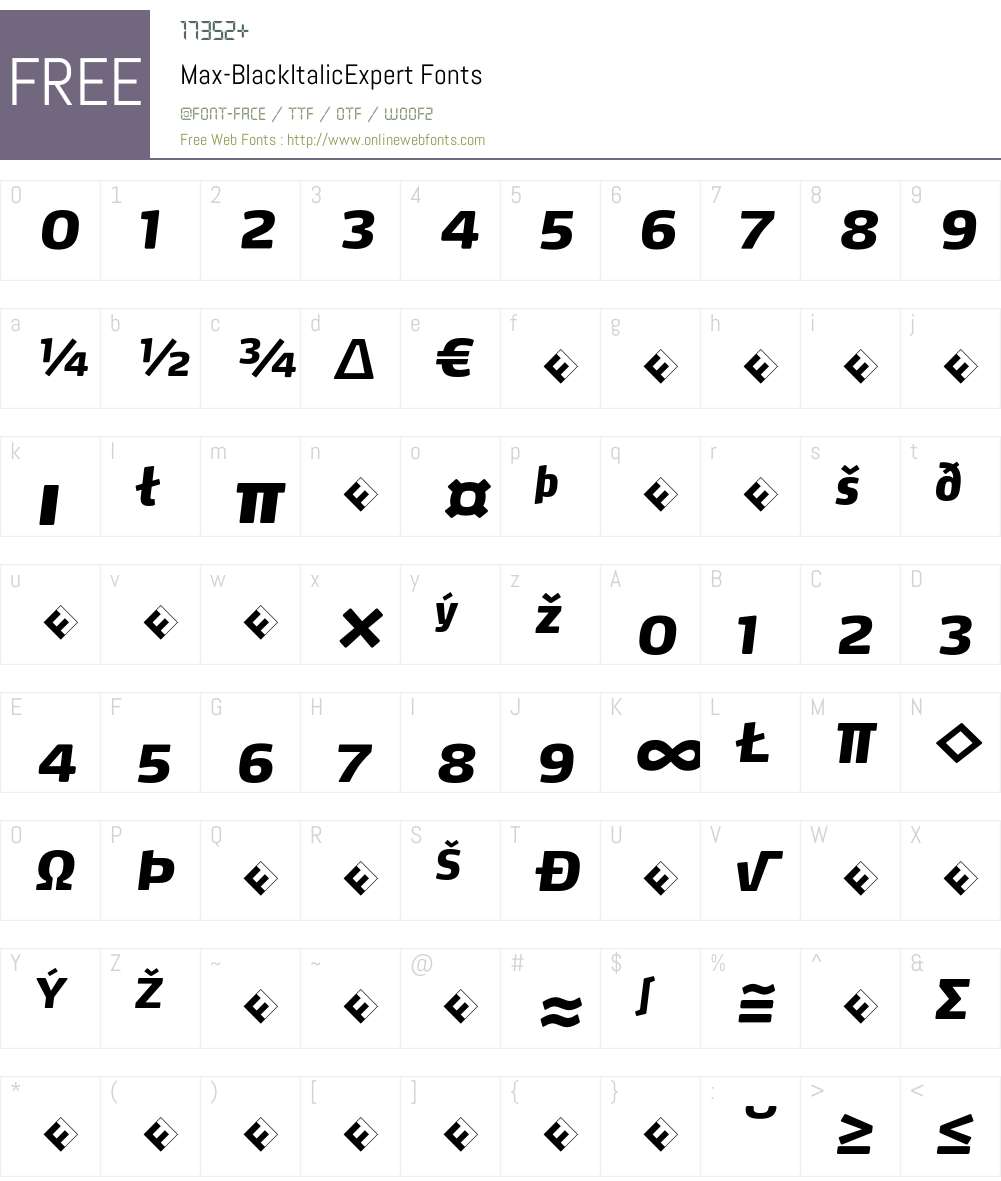 Max-BlackItalicExpert Font Screenshots