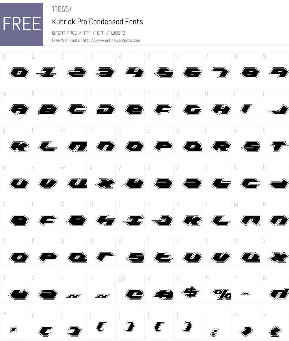 Kubrick Pro Condensed Font Screenshots
