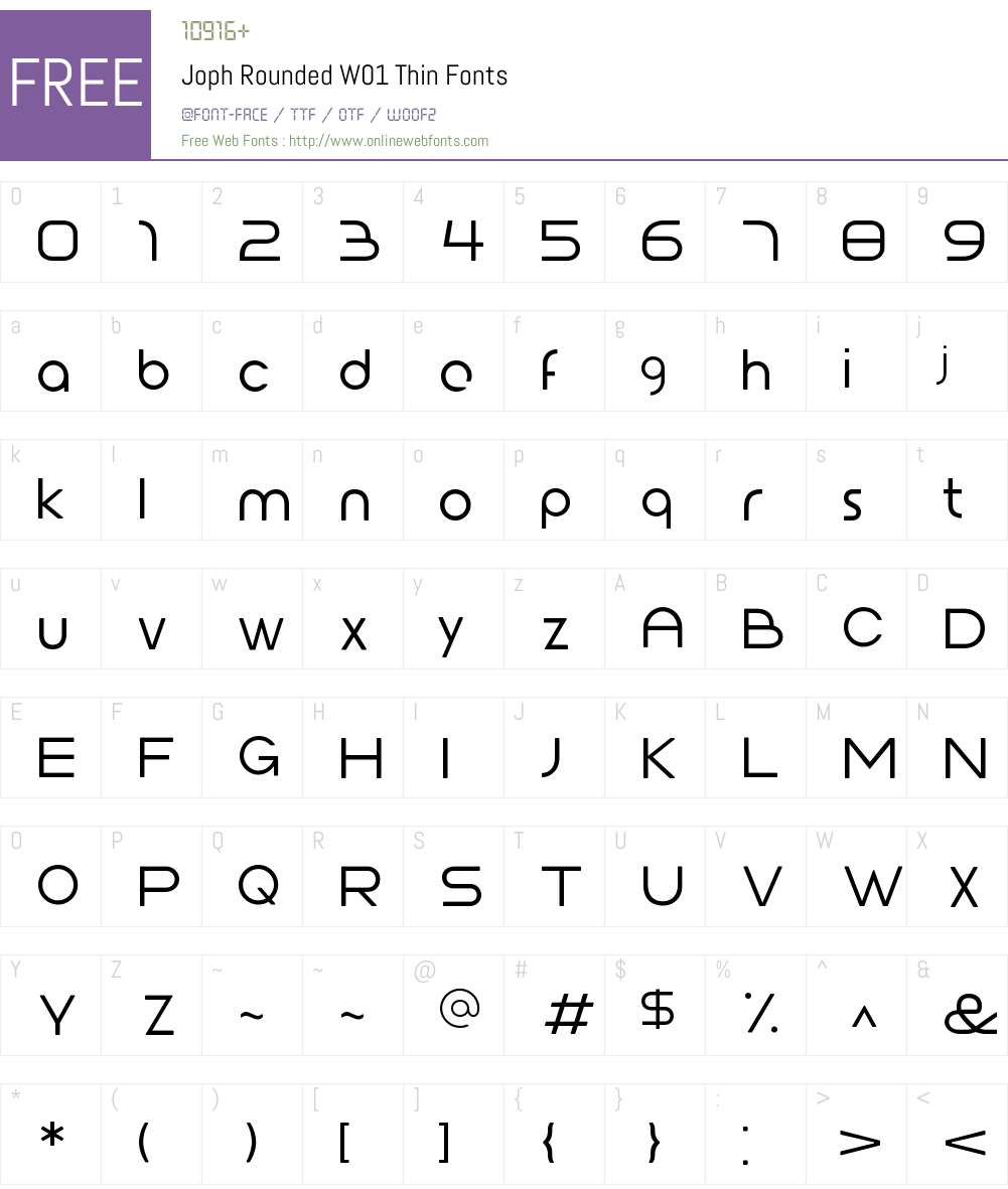 JophRoundedW01-Thin Font Screenshots