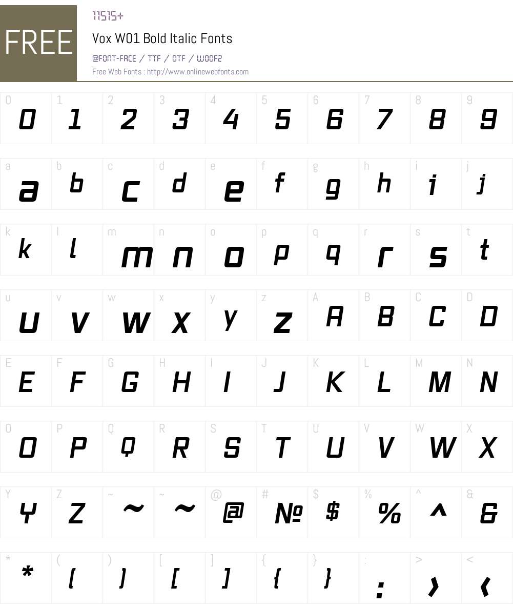 VoxW01-BoldItalic Font Screenshots