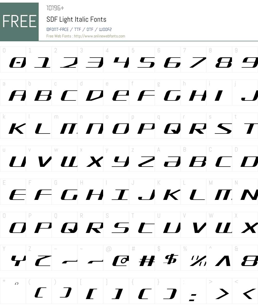 SDF Light Italic Font Screenshots