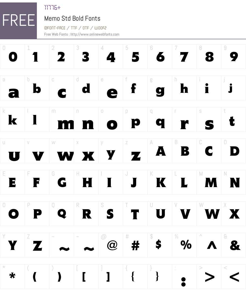 Memo Std Font Screenshots