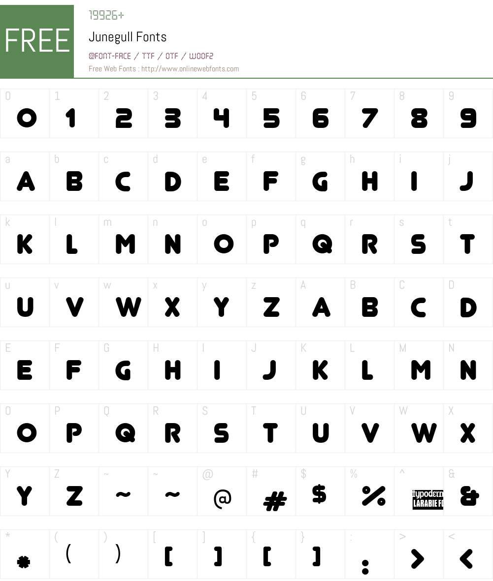 Junegull Font Screenshots