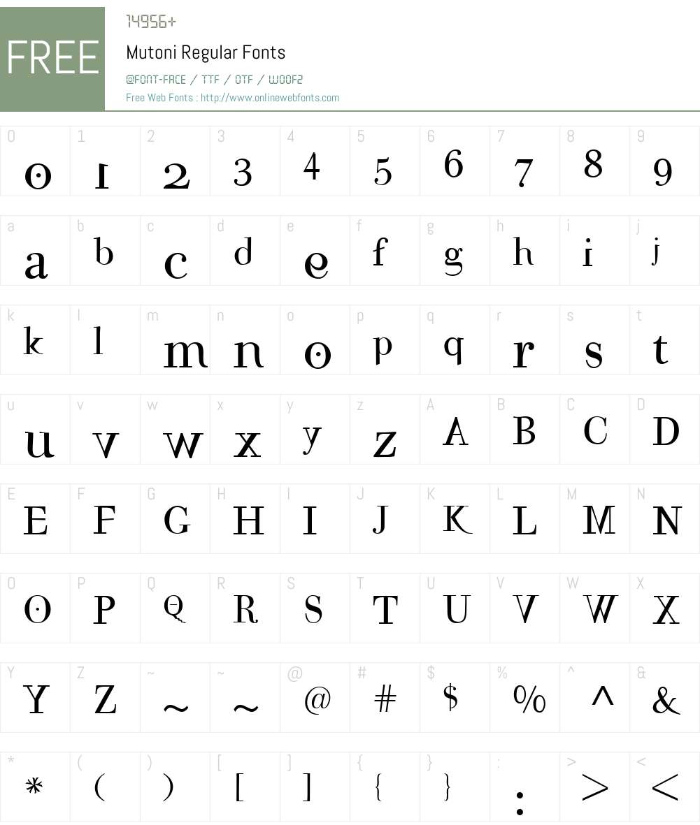 Mutoni Font Screenshots