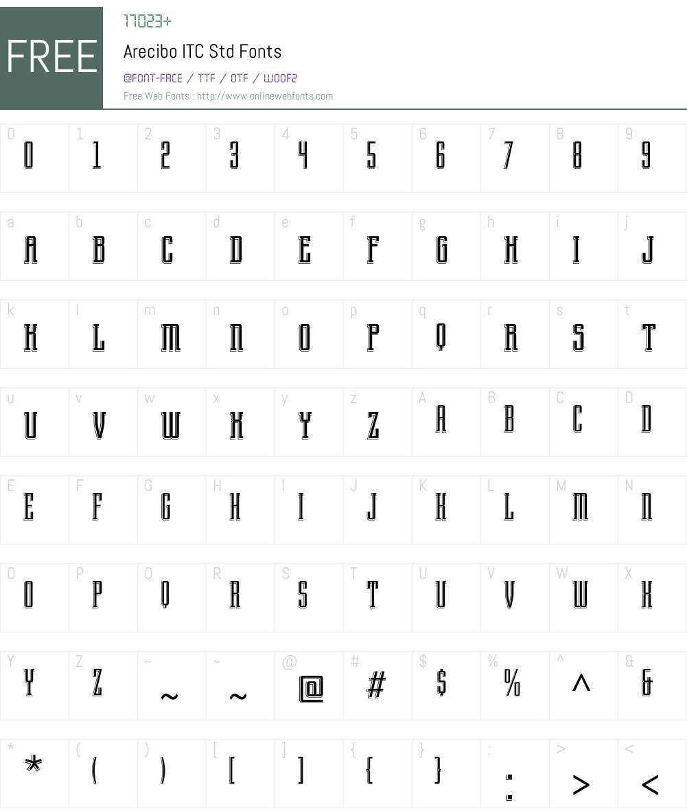 Arecibo ITC Std Font Screenshots