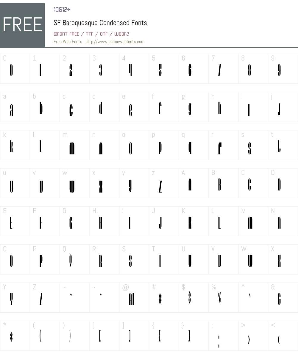 SF Baroquesque Condensed Font Screenshots