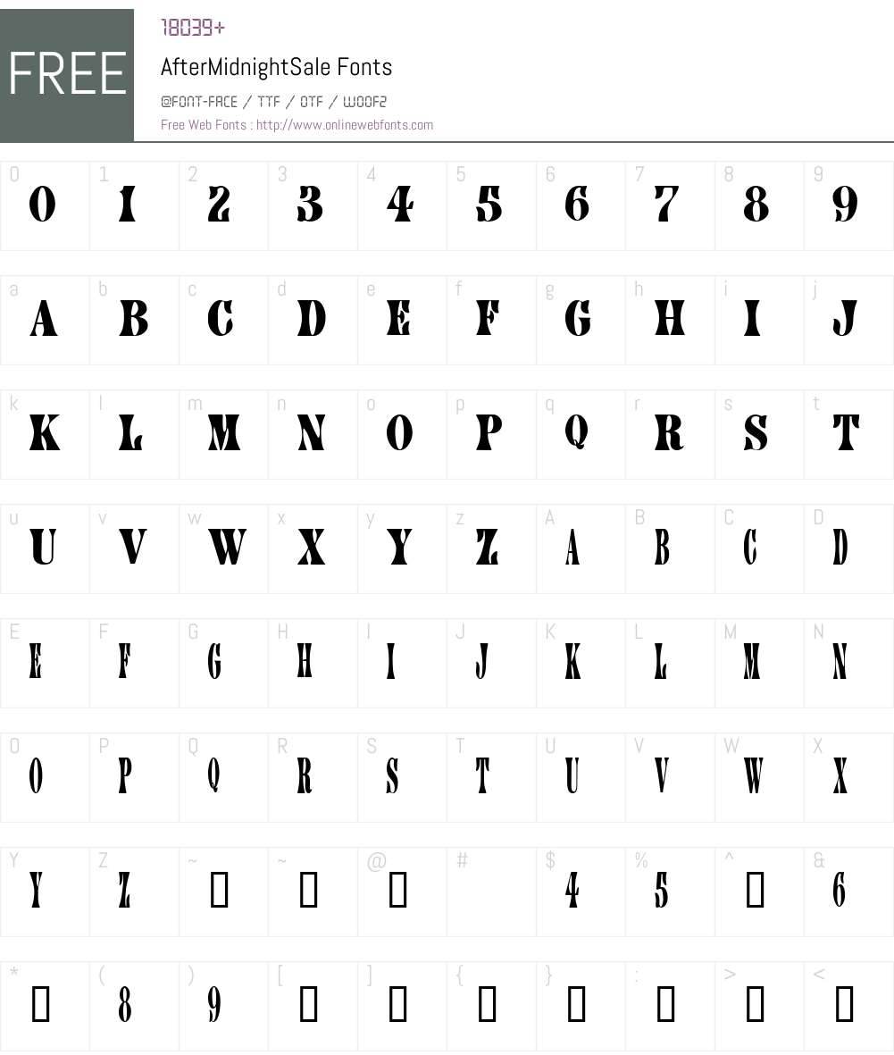 AfterMidnightSale Font Screenshots