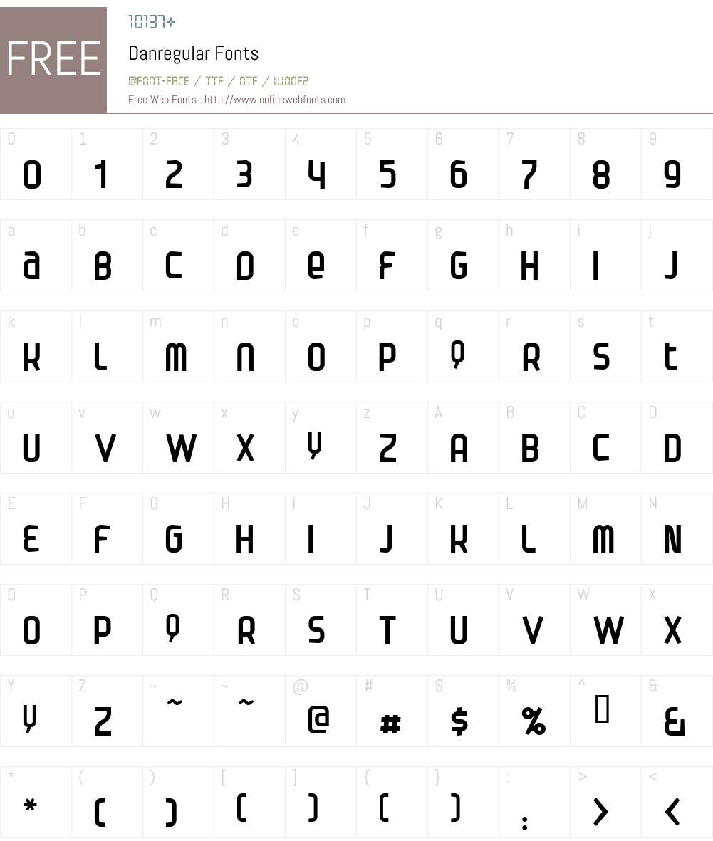 Danregular Font Screenshots