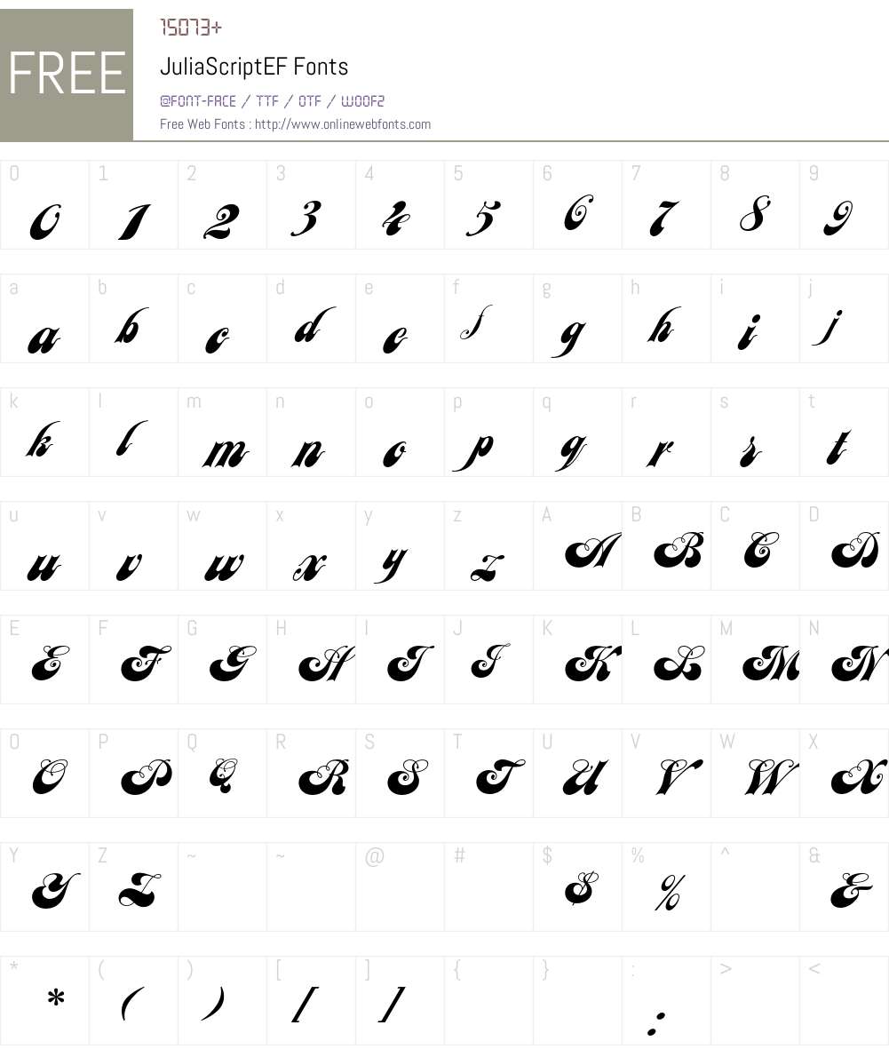 JuliaScriptEF Font Screenshots