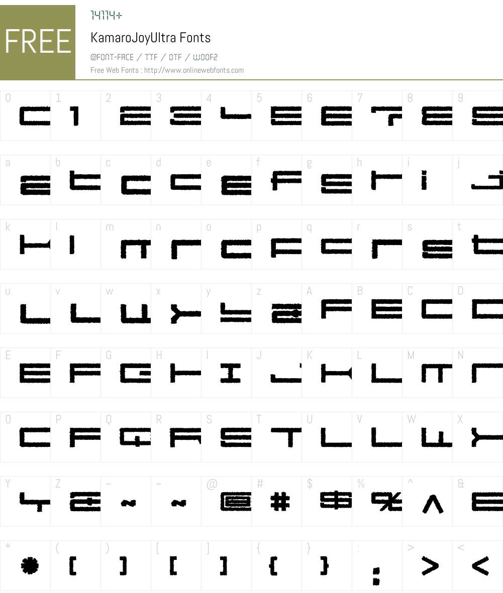 KamaroW00-JoyUltra Font Screenshots