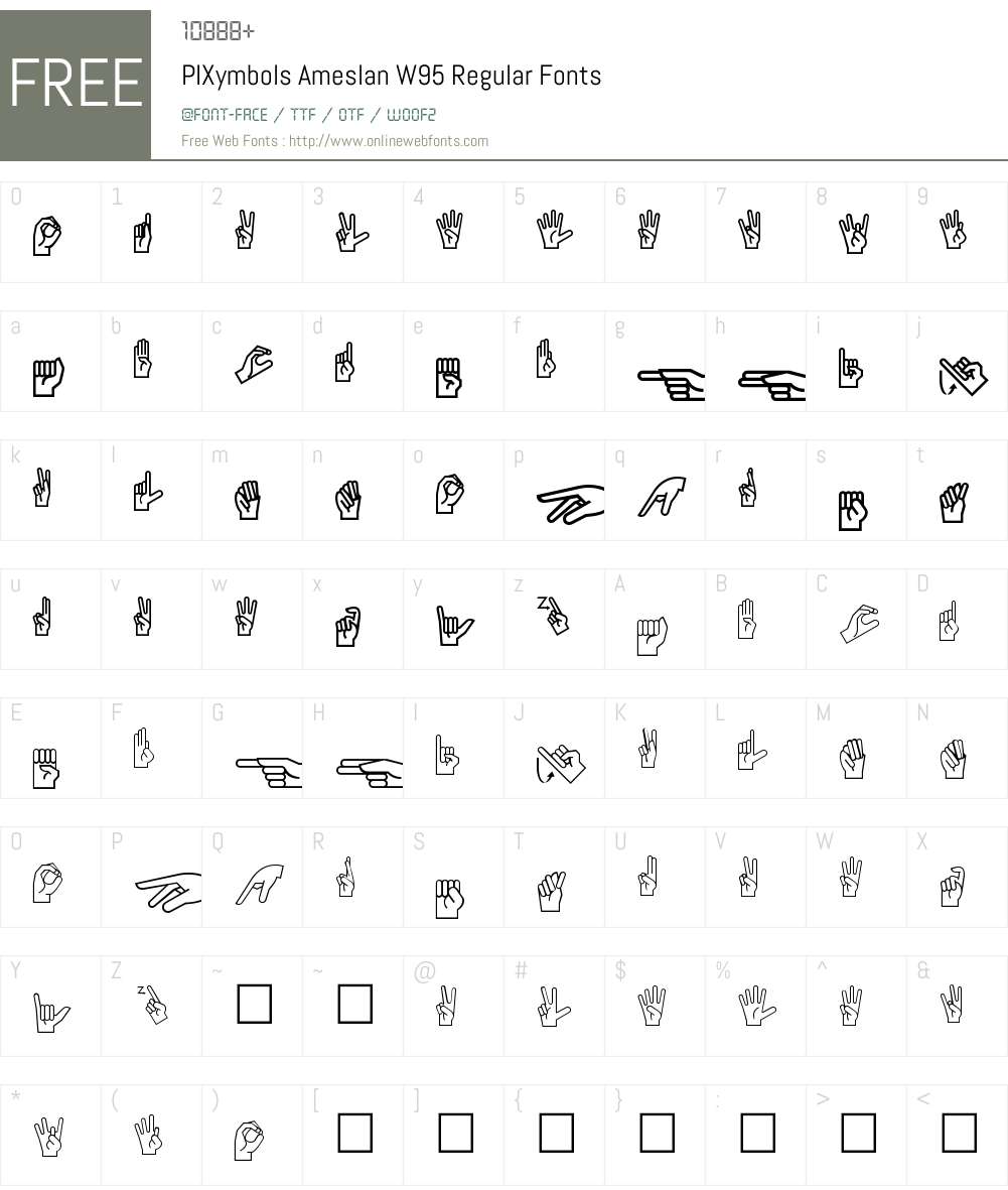 PIXymbolsAmeslanW95-Regular Font Screenshots