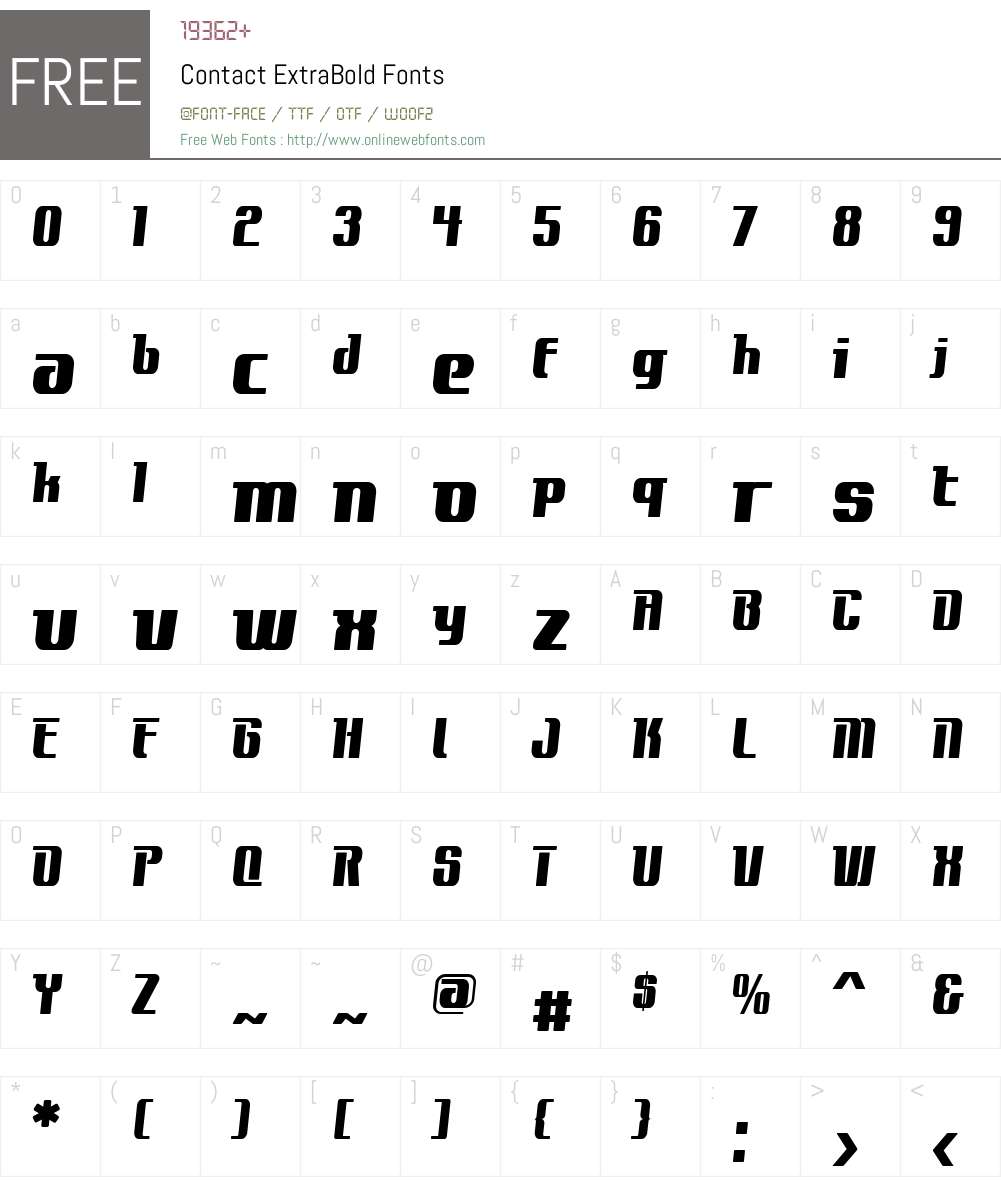 Contact Font Screenshots