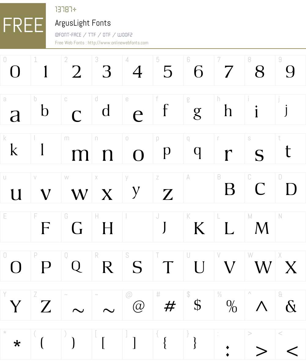 ArgusLight Font Screenshots