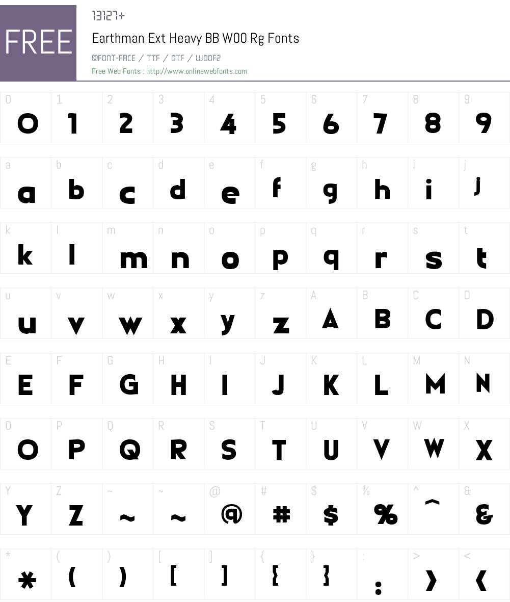 EarthmanExtHeavyBBW00-Rg Font Screenshots