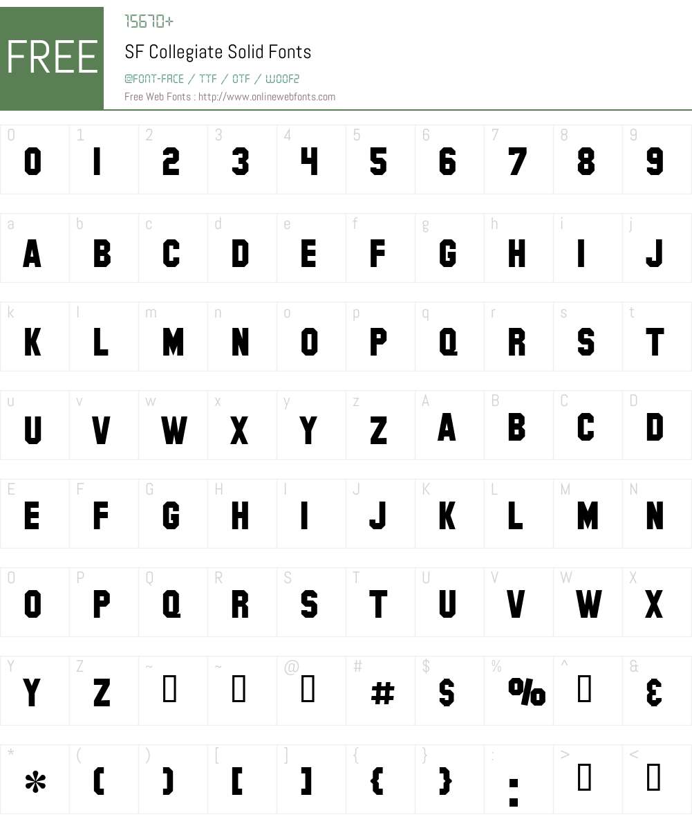 SF Collegiate Solid Font Screenshots