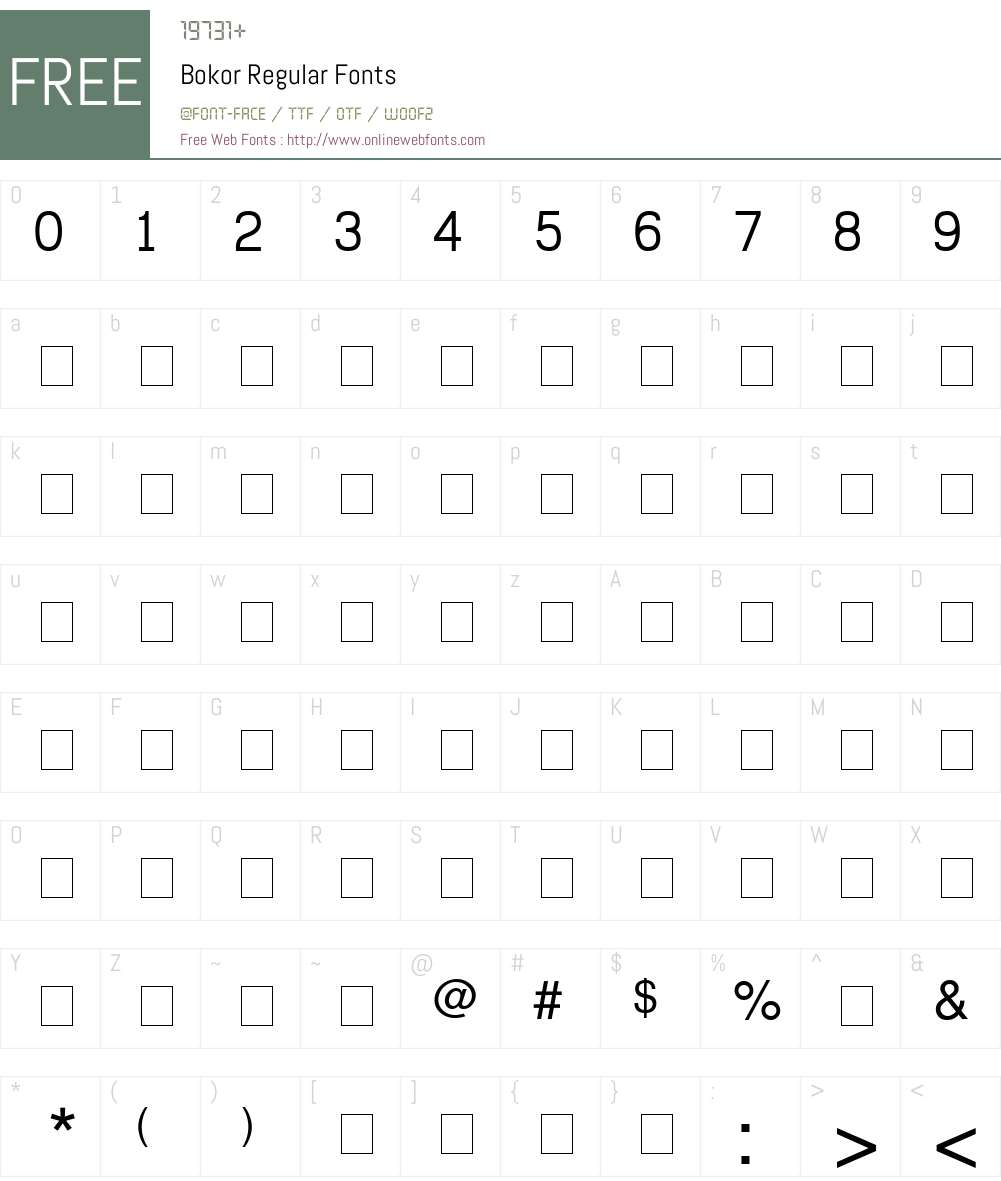 Bokor Font Screenshots