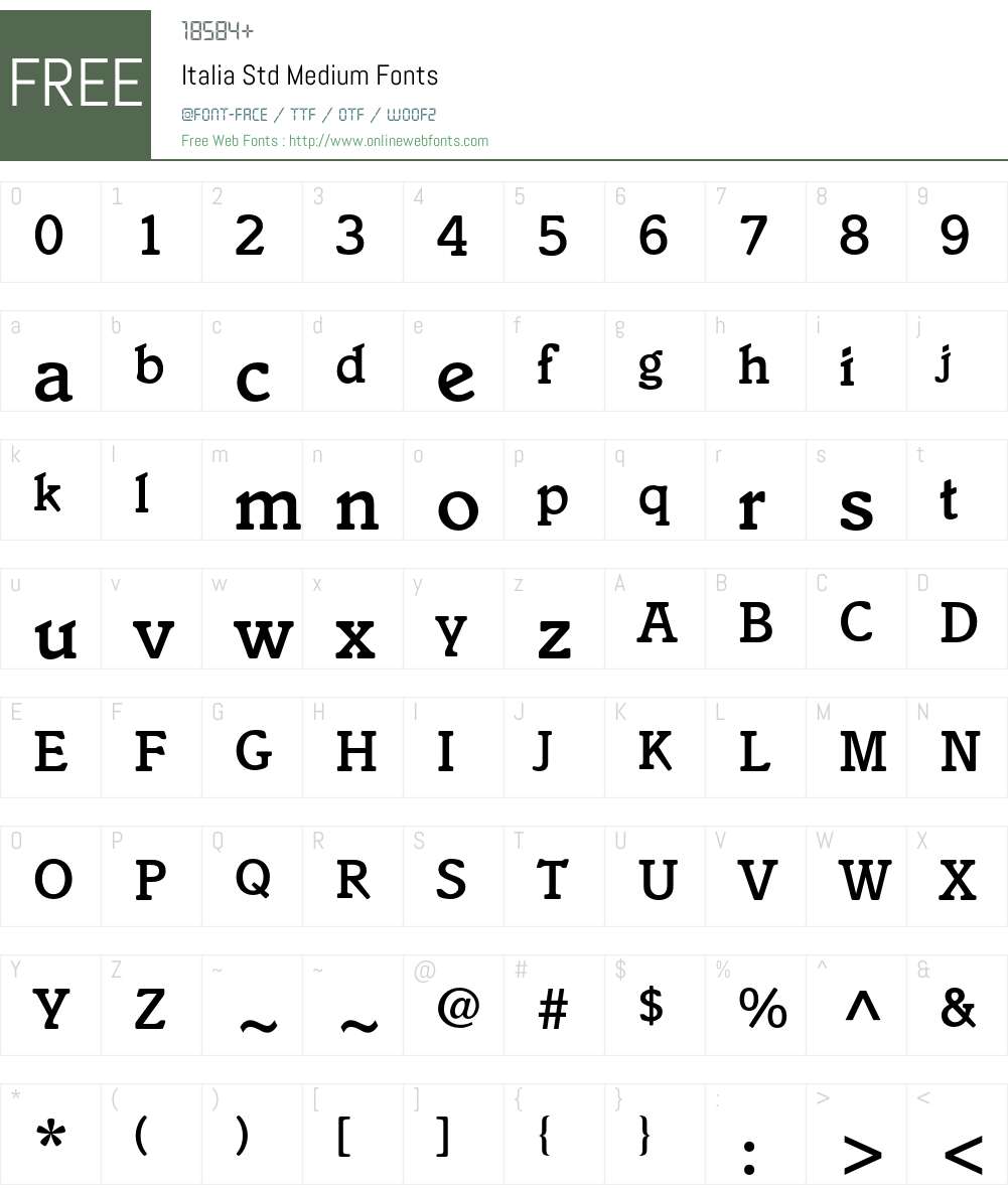 Italia Std Font Screenshots