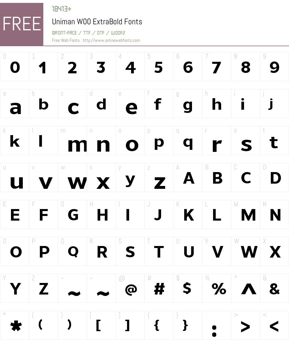 UnimanW00-ExtraBold Font Screenshots