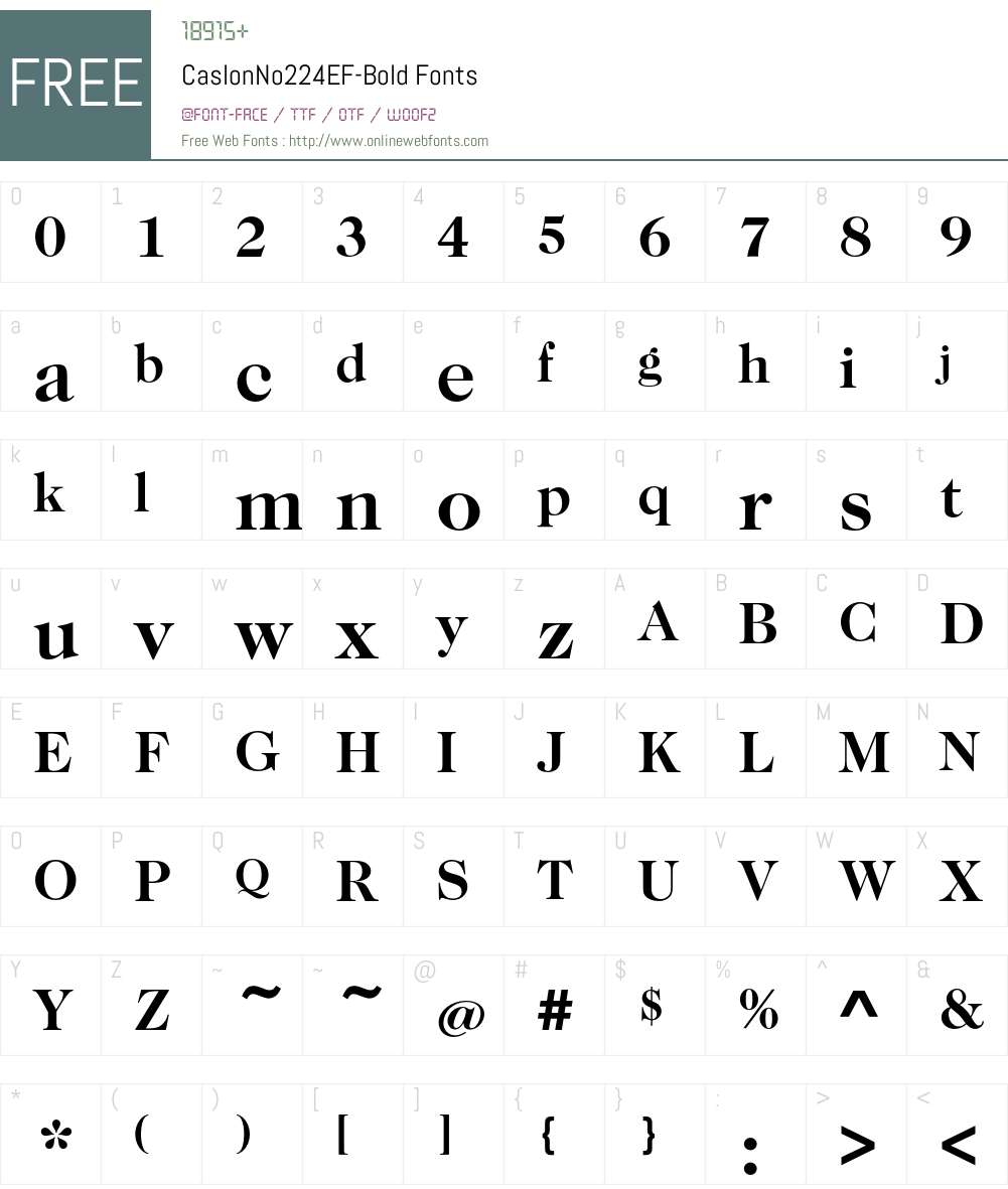 CaslonNo224EF-Bold Font Screenshots