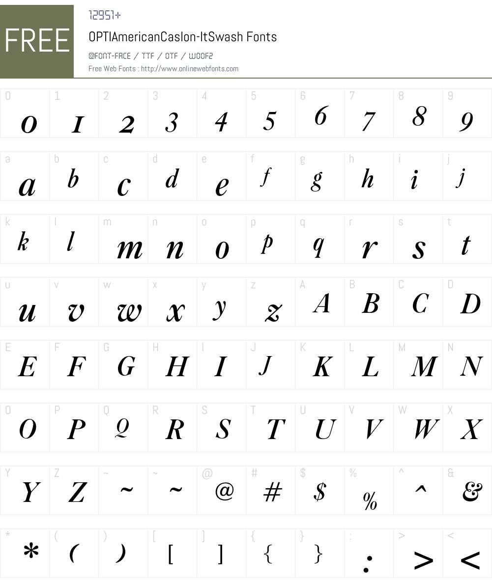OPTIAmericanCaslon Font Screenshots