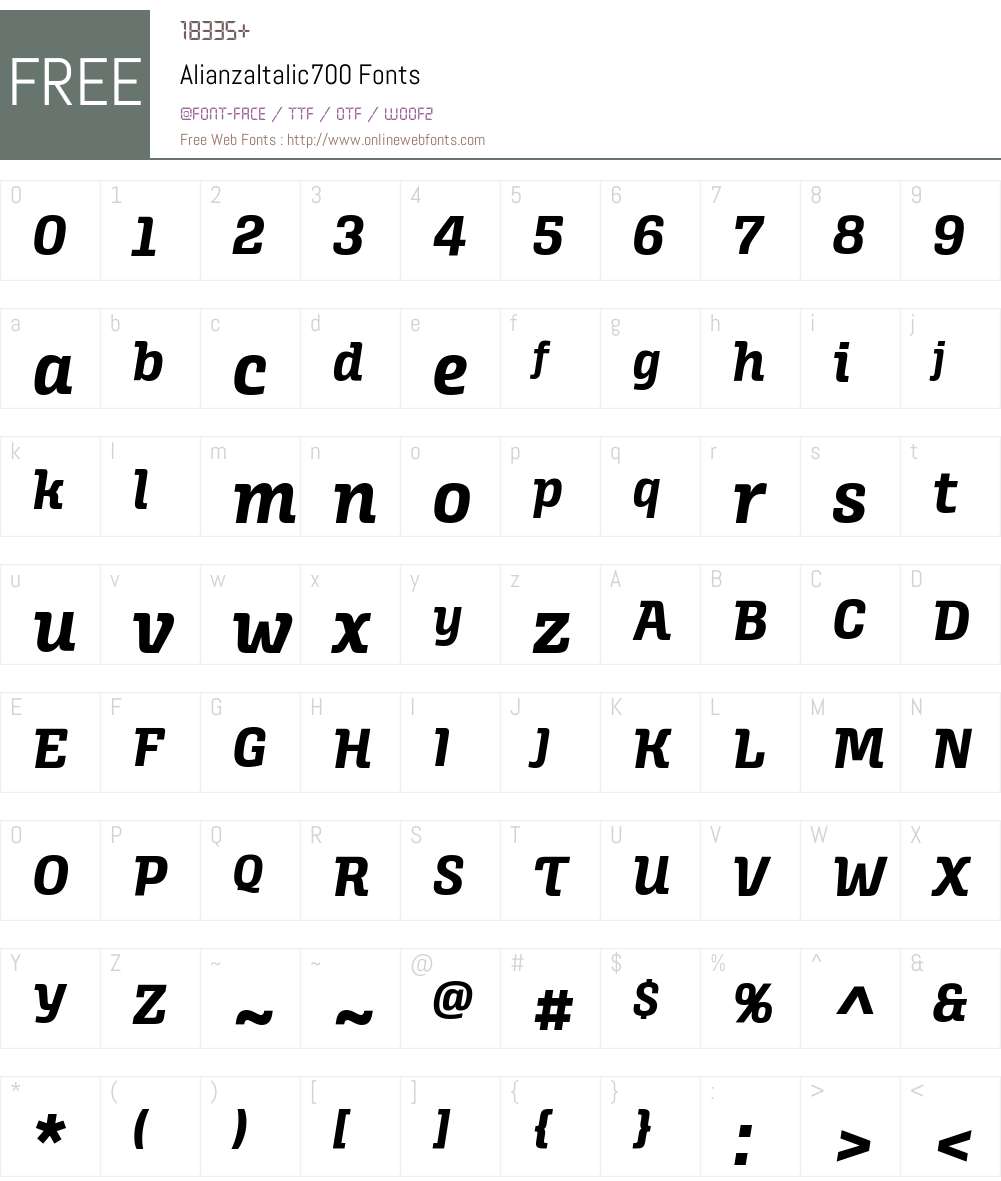 Alianza Italic 700 Font Screenshots