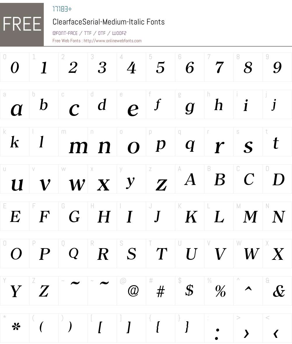 ClearfaceSerial-Medium Font Screenshots