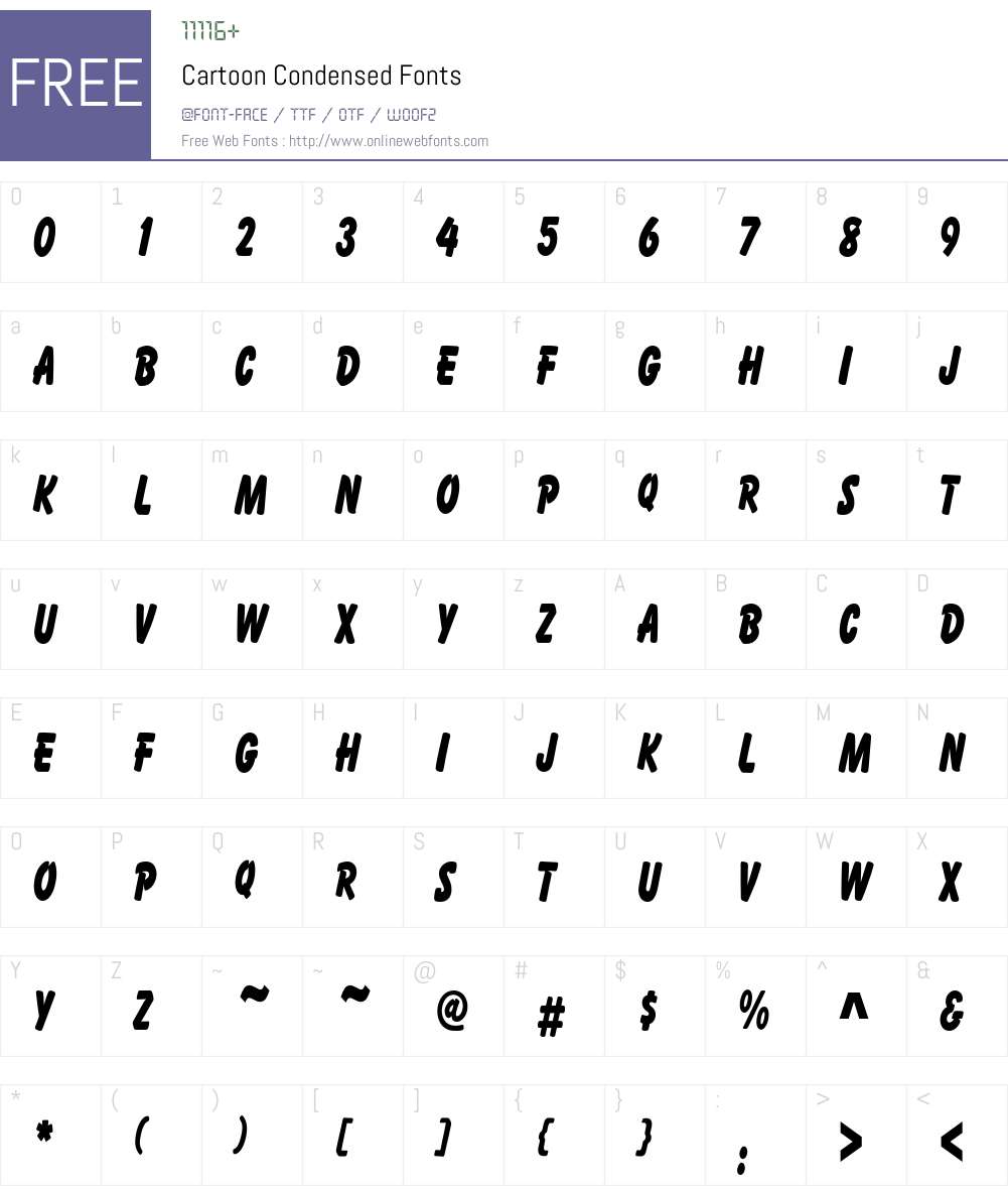 Cartoon Condensed Font Screenshots
