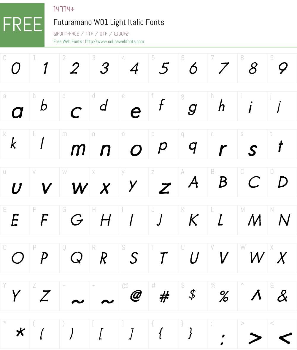 FuturamanoW01-LightItalic Font Screenshots