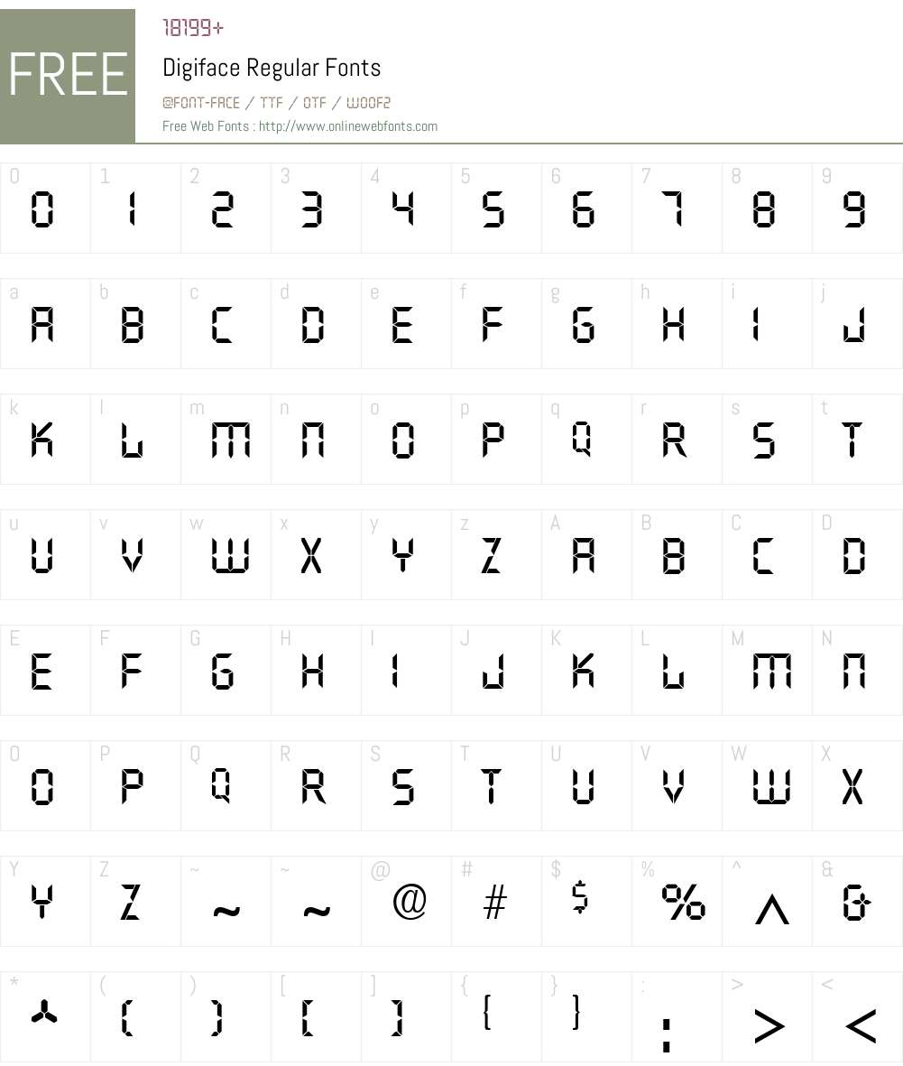Digiface Font Screenshots
