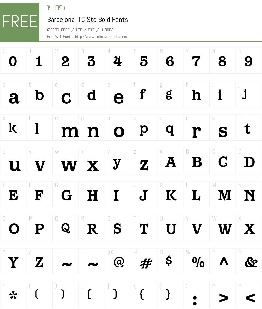 Barcelona ITC Std Font Screenshots
