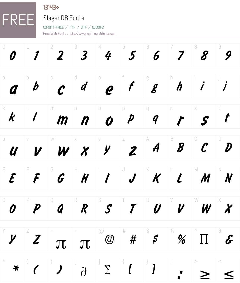 Slager DB Font Screenshots