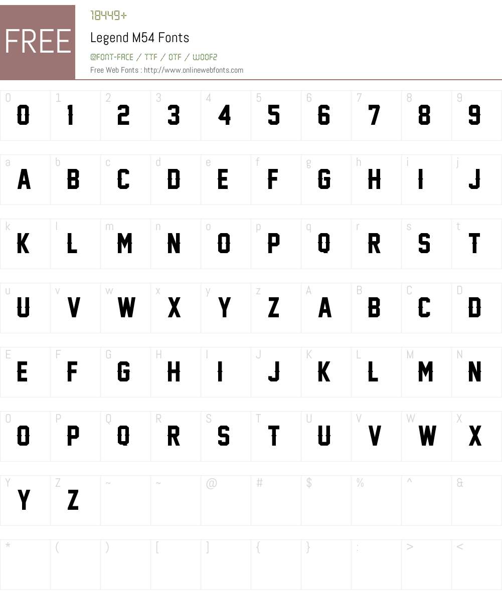 Legend M54 Font Screenshots