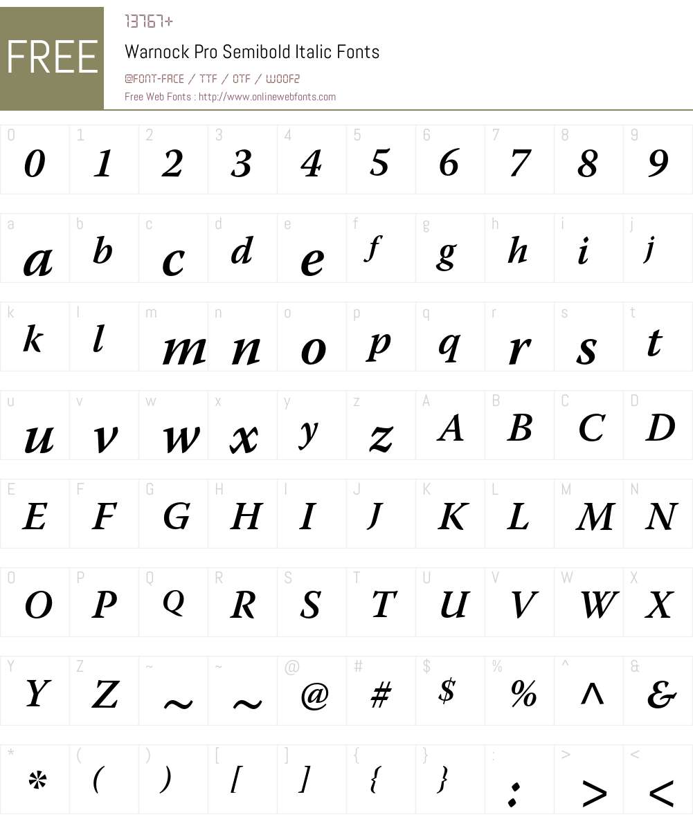 Warnock Pro Font Screenshots