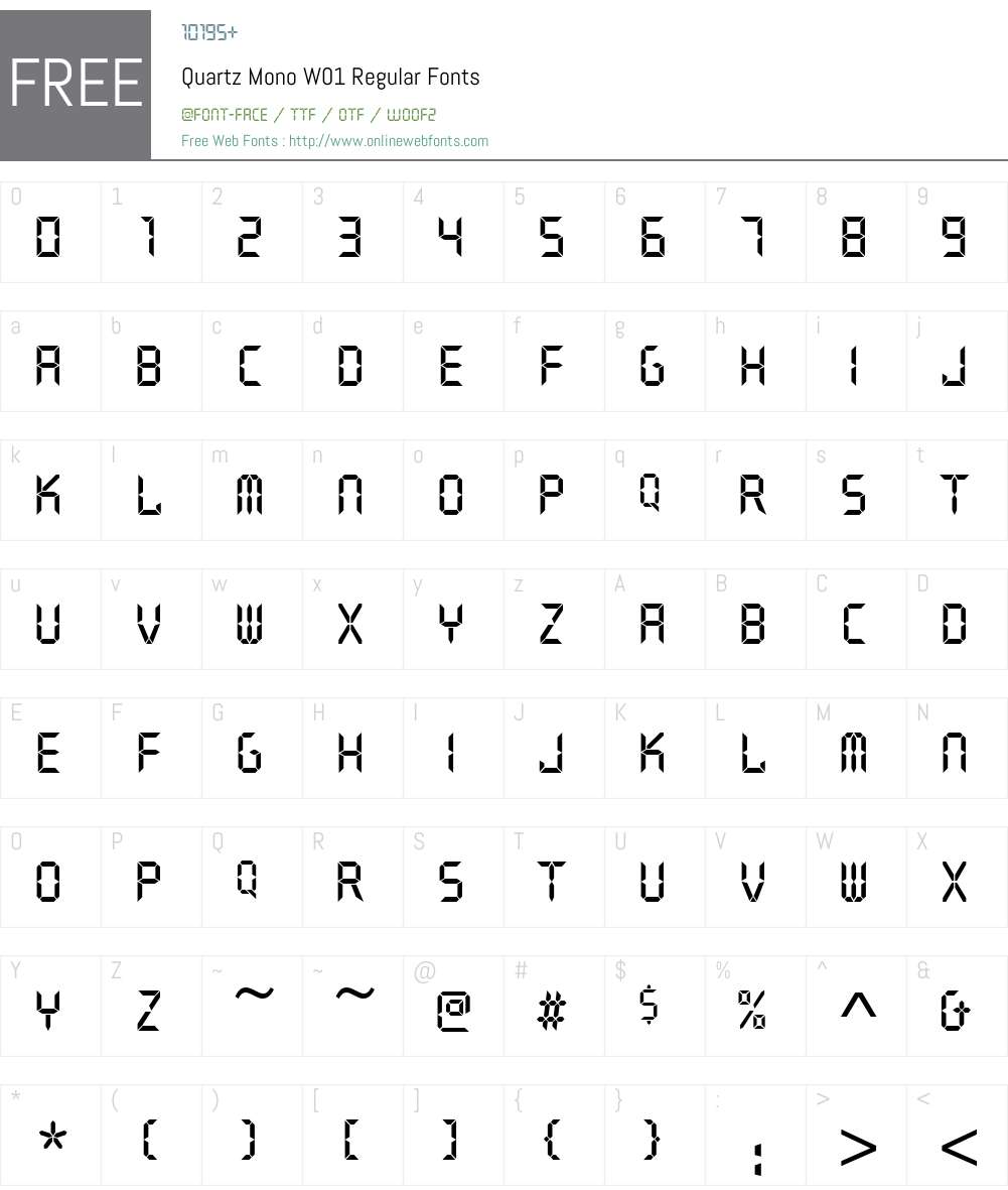 QuartzMonoW01-Regular Font Screenshots