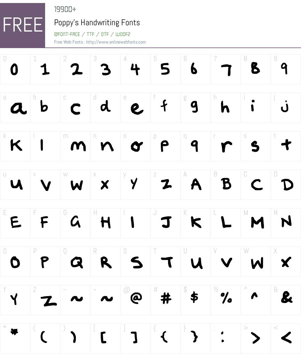 Poppy's Handwriting Font Screenshots