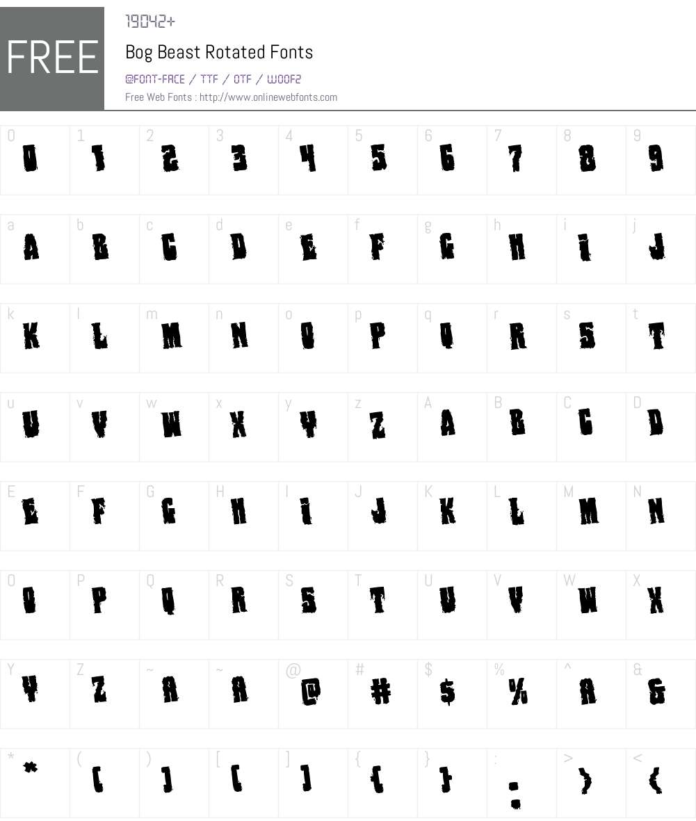 Bog Beast Rotated Font Screenshots
