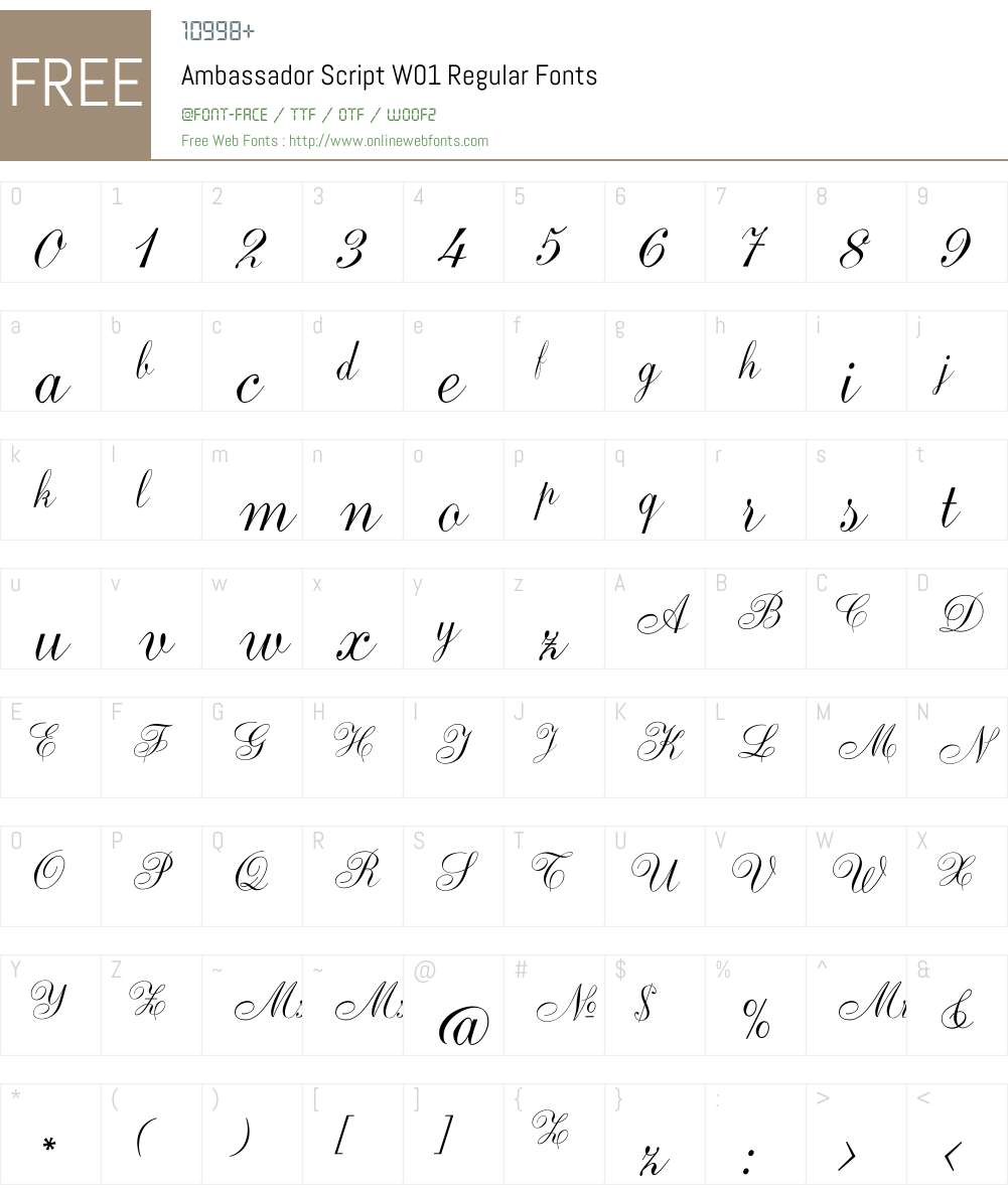 AmbassadorScriptW01-Regular Font Screenshots
