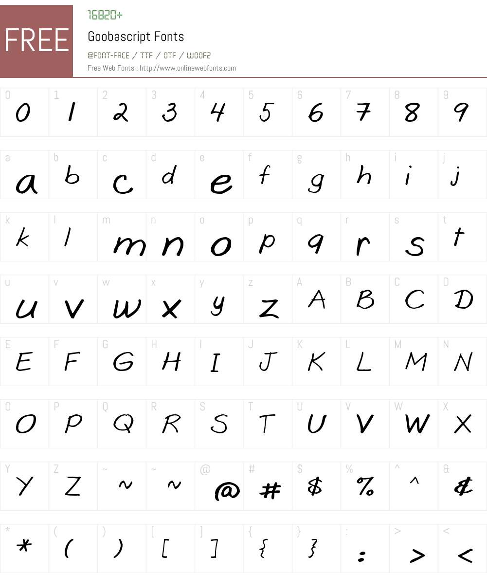Goobascript Font Screenshots