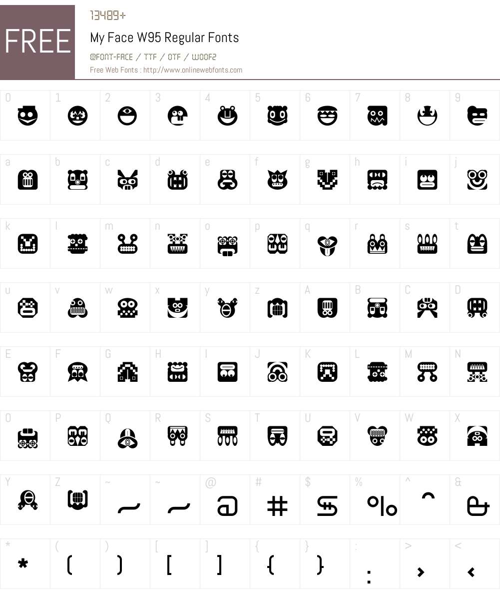 MyFaceW95-Regular Font Screenshots