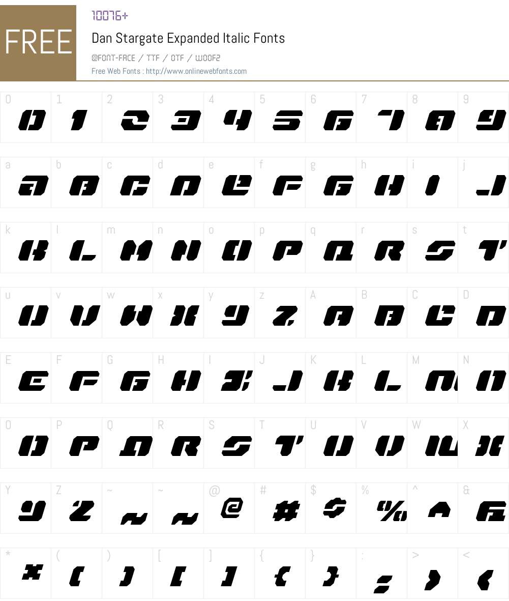 Dan Stargate Expanded Italic Font Screenshots