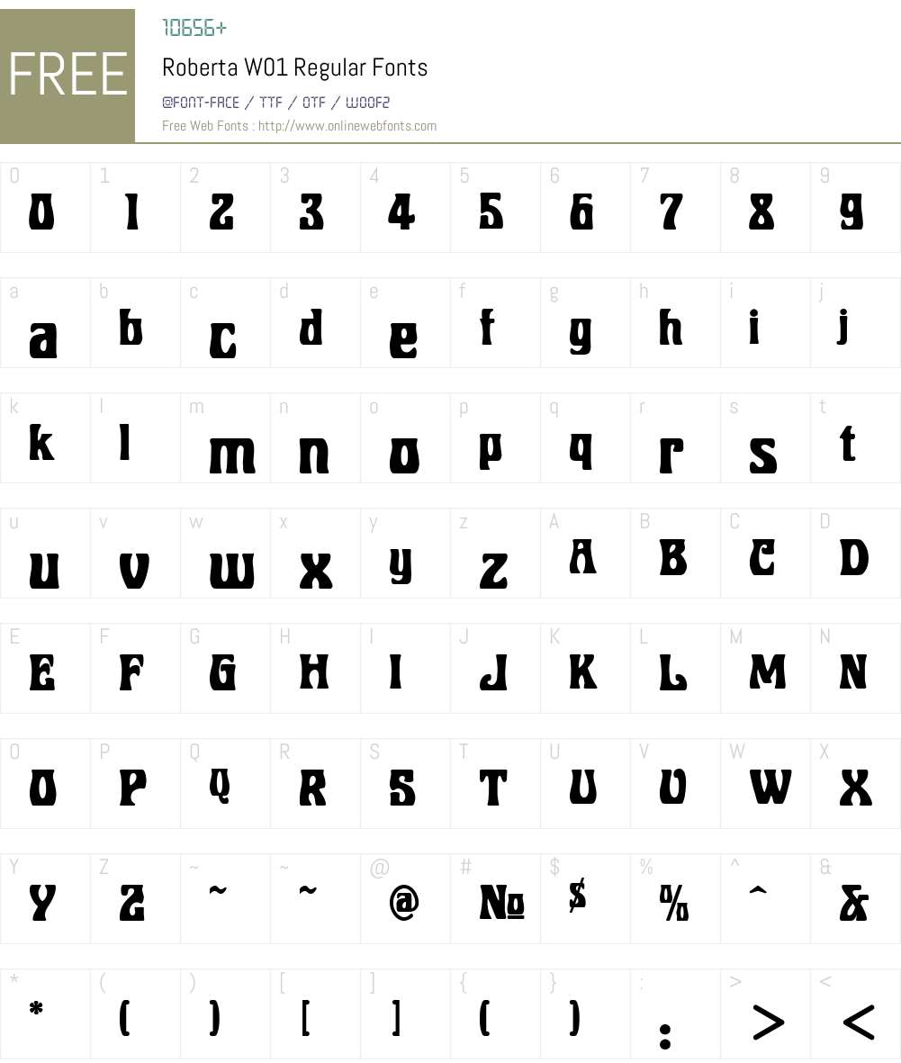 RobertaW01-Regular Font Screenshots